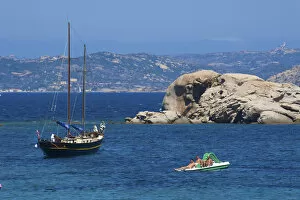 Excursion boat near Canniggione, Sardinia, Italy