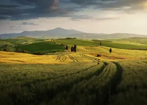 Produce Prints: An explosive spring sunset over the Gladiator House (Podere Terrapille) in Val d'Orcia