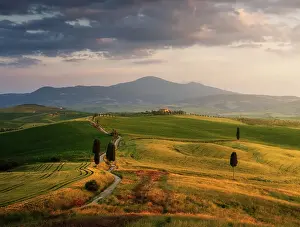 Produce Prints: An explosive spring sunset over the Gladiator House (Podere Terrapille) in Val d'Orcia