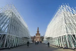 Images Dated 10th April 2015: Expo gate in front of Sforzesco castle. Milan, Lombardy, Italy