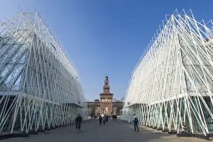 Milan Prints: Expo gate in front of Sforzesco castle. Milan, Lombardy, Italy