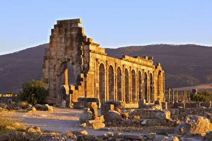 Columns Gallery: Exterior Of The Basilica, Excavated Roman City, Volubilis, Morocco, North Africa