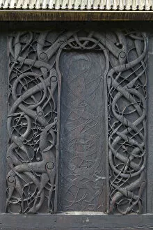 Images Dated 17th November 2010: Exterior Carvings, Urnes Stave Church, Ornes farm near Lustrafjorden, Luster municipality