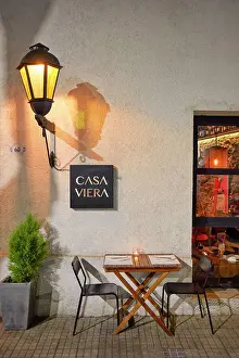 Street Lamp Prints: Exterior of the Casa Viera restaurant in the Colonia del Sacramento Historical Cask