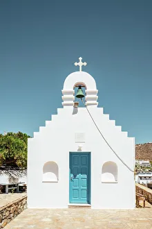 Mykonos Prints: Exterior of Greek Orthodox Church, Mykonos, Greece, Europe