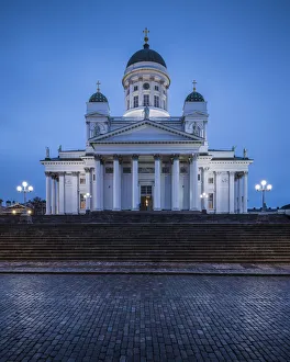 Exterior of Helsinki Cathedral at Night, Senate Square, Helsinki, Finland