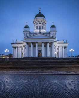 Exterior of Helsinki Cathedral at Night, Senate Square, Helsinki, Finland