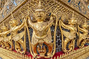 Wat Phra Kaew Prints: External golden decorations of the Ubosoth, Wat Phra Kaew, Bangkok, Thailand
