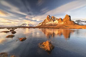 Warm Light Gallery: Eystrahorn mountain, during a cold winter day, Hvalnesviti, Southern Iceland