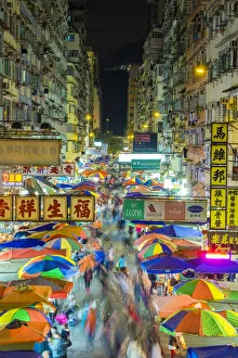 Fa Yuen street market at night, Mong Kok, Kowloon, Hong Kong, China