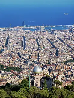 Cupolas Prints: Fabra Observatory and Barcelona Cityscape seen from Mount Tibidabo