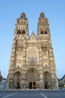 15th Century Prints: Front facade of Cathedrale Saint-Gatien cathedral, Tours, Indre-et-Loire