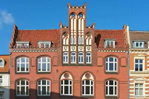 Gable Gallery: Detail of facade and gable of traditional house in Old Town, Wismar, UNESCO, Nordwestmecklenburg