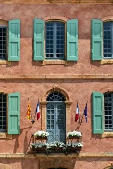 Shutters Gallery: Front facade of the Hotel de Ville, Roussillon, Provence France