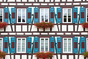 Dwelling Gallery: Facade of picturesque Half Timbered building in Schiltachs Altstad (Old Town)