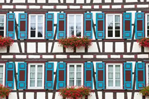 Swabia Prints: Facade of picturesque Half Timbered building in Schiltachs Altstad (Old Town)