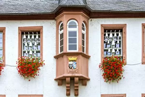 Detail of facade of typical building, Rudesheim, Rhine valley, Hesse, Germany
