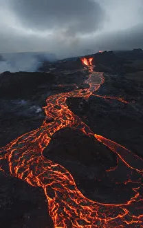 Fagradalsfjall volcano eruption. Geldingaldalir, Reykjanes Peninsula, Iceland