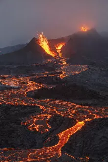 Images Dated 11th June 2021: Fagradalsfjall volcano eruption. Geldingaldalir, Reykjanes Peninsula, Iceland