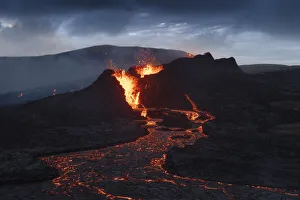Fagradalsfjall volcano eruption. Geldingaldalir, Reykjanes Peninsula, Iceland