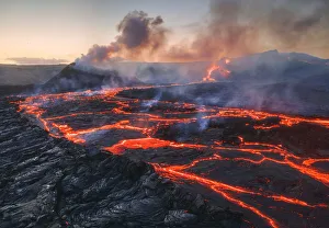Fagradalsfjall volcano eruption. Geldingaldalir, Reykjanes Peninsula, Iceland