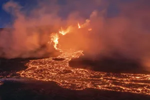 Fagradalsfjall volcano eruption. Geldingaldalir, Reykjanes Peninsula, Iceland