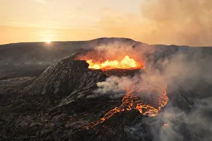 Volcanic Gallery: Fagradalsfjall volcano during an eruption, Sudurnes, Iceland