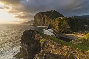 Faial Prints: Faial beach and its cliffs at sunrise. Faial, Santana municipality, Madeira Island