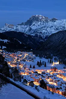 Xmas Prints: Falcade and Monte Civetta at night. Veneto, Italy