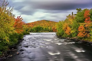 Michael Blanchette Prints: Fall foliage on Androscoggin River, Errol, New Hampshire, USA