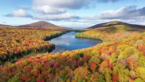 Michael Blanchette Prints: Fall foliage at Kettle Pond in Groton State Forest, Vermont, USA