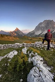 Lagazuoi Prints: Falzarego Pass, Veneto, Italy. Observing the first light of dawn over the Sass de Stria