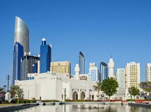 Family Park Mosque and Skyscrapers, Abu Dhabi, United Arab Emirates