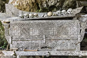 Images Dated 13th September 2018: Family tomb and skulls, Rantepao, Tana Toraja, Sulawesi, Indonesia