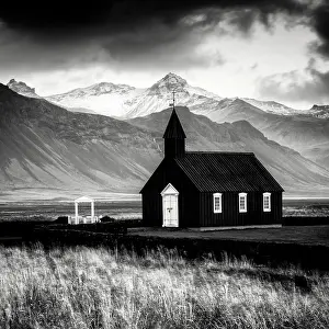 Budir Prints: The famous black church at Budir, Snaefellsnes Peninsula, West Iceland