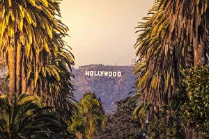 The famous Hollywood hills seen from Hollywood district, Los Angeles, California, USA