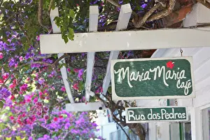 Coastal Town Prints: The famous 'Maria Maria Cafe' street signboard on the Rua das Pedras street in the historical cask of Buzios