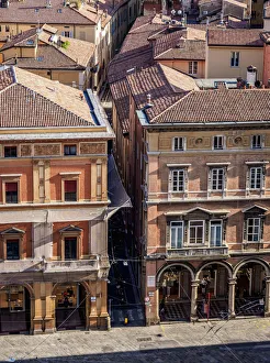 Quadrilatero District Prints: Via Farini, elevated view, Bologna, Emilia-Romagna, Italy