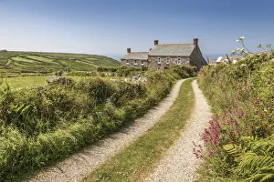 Pastures Prints: Farmhouse on the coast at Zennor, Penwith Peninsula, Cornwall, England