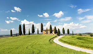Roads Prints: Farmhouse and cypress trees, near Pienza, Val d'Orcia, Tuscany, Italy