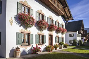Oberbayern Prints: Farmhouse in Unterammergau, Upper Bavaria, Allgaau, Bavaria, Germany