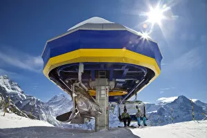 Top of a fast modern Chairlift, Grindelwald, Jungfrau region, Bernese Oberland, Swiss