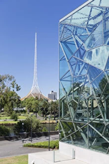 Federation Square and Victorian Arts Centre, Melbourne, Victoria, Australia