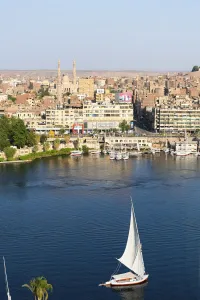 Sails Prints: Felucca boat on the Nile River, Aswan, Upper Egypt, Egypt, Africa