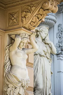 Female statues on the facade of a building, Vienna, Austria