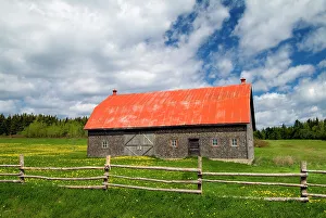 Fence Prints: fence and barn Grosses Roches, Quebec, Canada