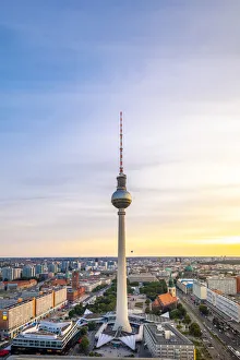 Bundesrepublik Deutschland Prints: Fernsehturm and Alexanderplatz at sunset, Berlin Mitte, Berlin, Germany