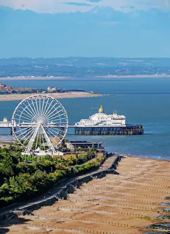 Ferris Wheel and Eastbourne Pier, elevated view, Eastbourne, East Sussex, England, United Kingdom