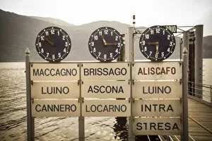 Images Dated 13th May 2015: Ferry Terminal Timetable, Cannobio, Lake Maggiore, Piedmont, Italy