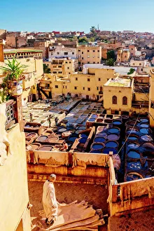 Industry Prints: Fez. Morocco. Typical leather tanneries from above